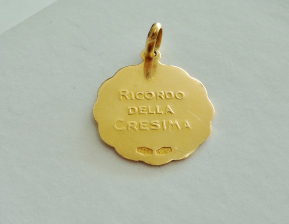 Vintage 18K Gold Memory of Confirmation Medal Ric… - image 4