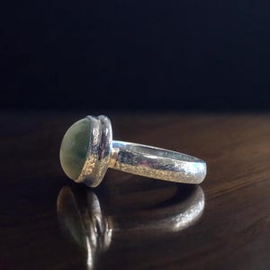 Oval Green Cat's Eye Sterling Silver Fashion Ring