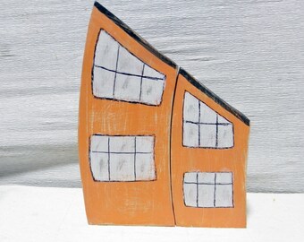 2 maisons décoratives en bois en aspect usagé