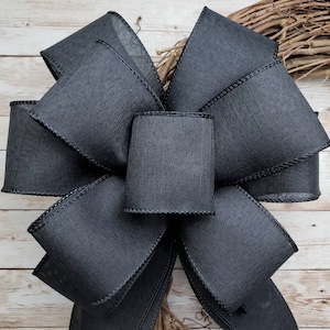 Black Wreath Bow, Halloween Bow for Wreath, Fall Bow, Wreath Embellishment, Lantern Bow, Lantern Topper for Fall, Swag Bow, Door Hanger Bow