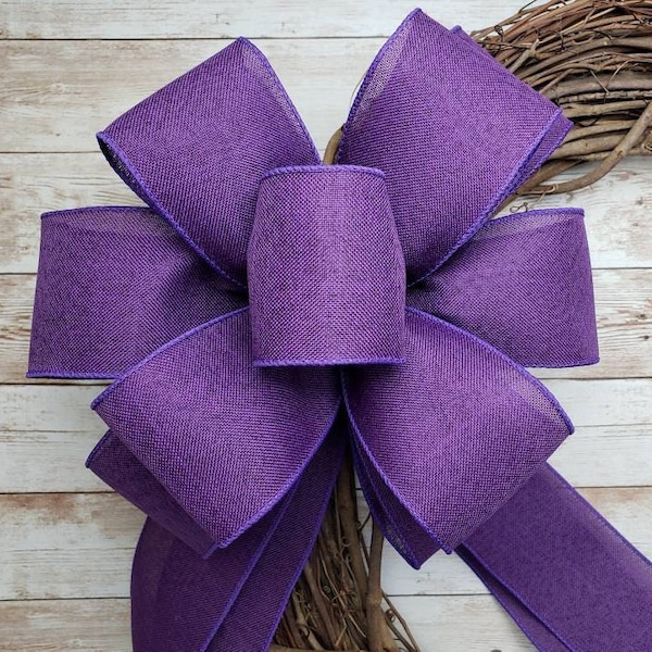 Dark Purple Bow for Wreath, Spring Bow, Summer Bow, Easter Bow, Halloween Wreath Bow, Lantern Bow, Door Hanger Bow, Decorative Bow