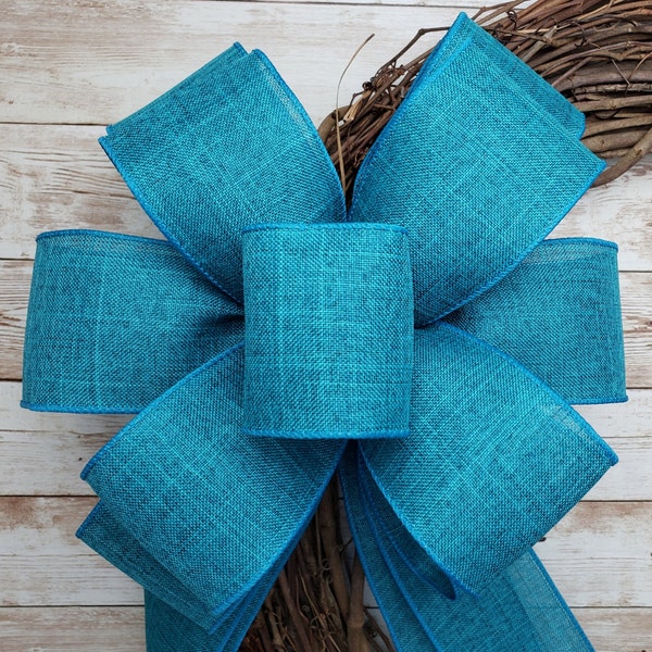 Teal Wreath Bow, Spring Bow for Wreath, Summer Bow, Lantern Bow, Decorative Bow, Blue Bow, Green Bow, Fall Wreath Bow, Christmas Bow