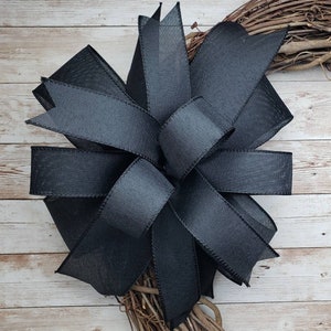 Black Wreath Bow, Halloween Bow for Wreath, Fall Bow, Wreath Embellishment, Lantern Bow, Door Hanger Bow, Decorative Bow, Premade Bow