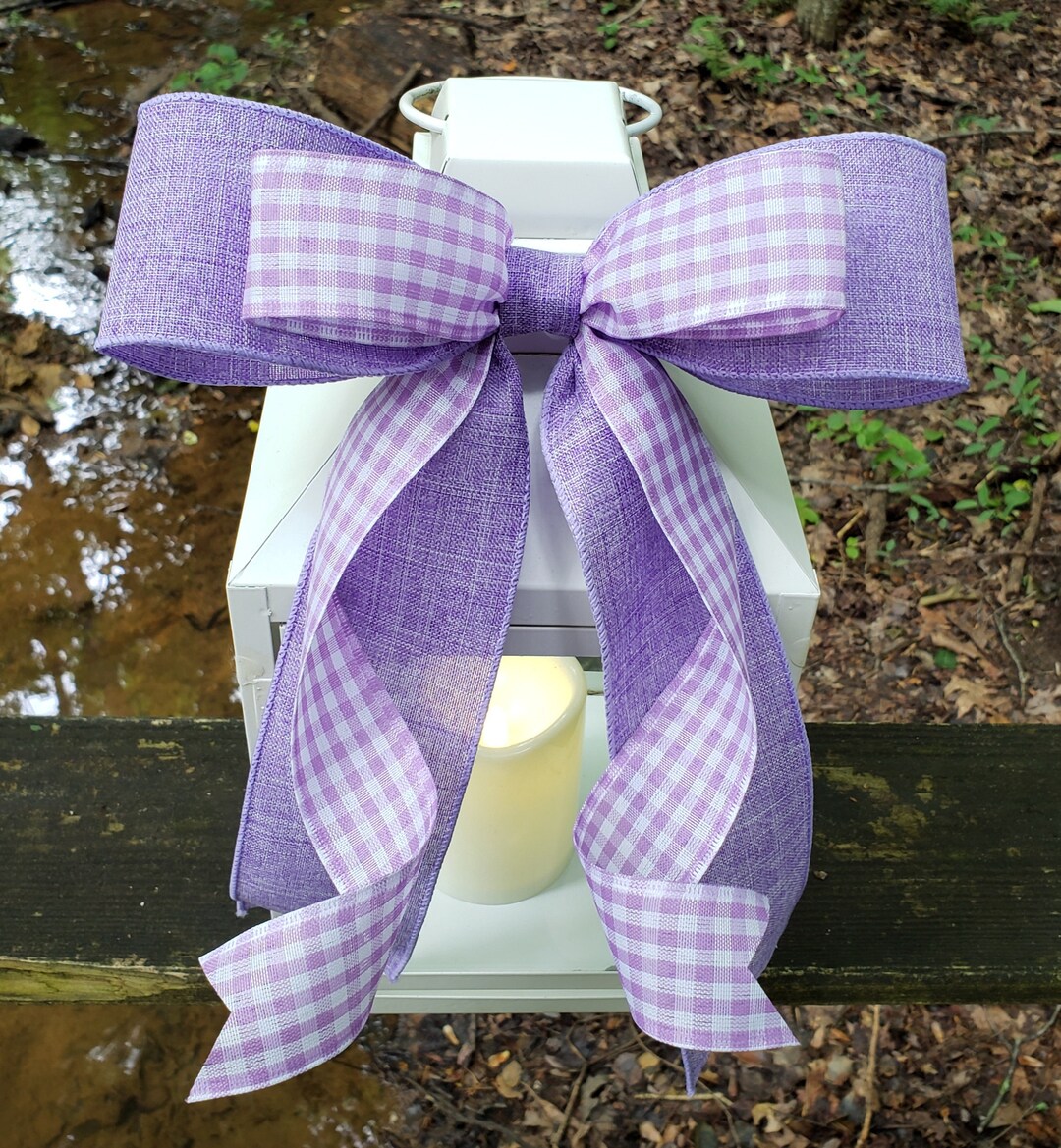 Spring Bow, Lavender Wreath Bow, Easter Bow, Gingham Wreath Bow, Summer ...