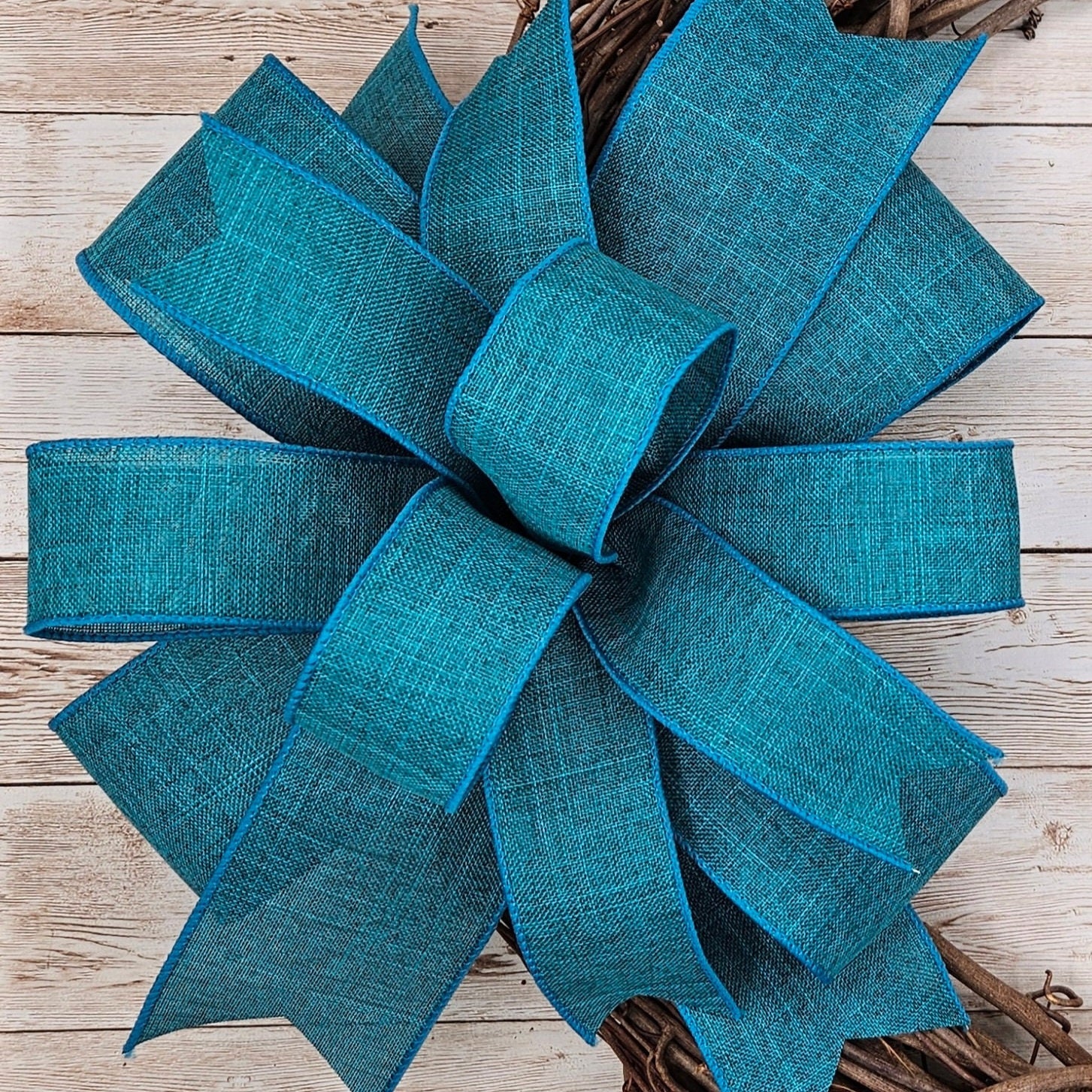 Teal Wreath Bow, Spring Bow for Wreath, Summer Bow, Lantern Bow, Decorative Bow, Blue Bow, Green Bow, Fall Wreath Bow, Christmas Bow