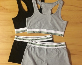 calvin klein short and crop top set