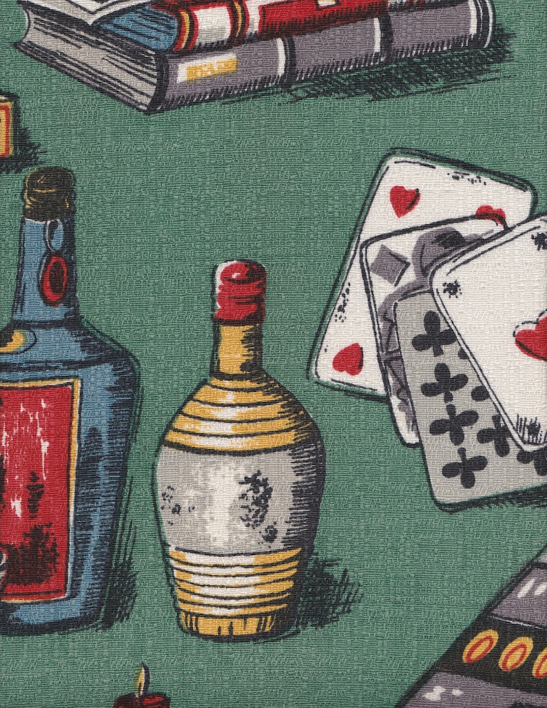 Novelty Cards and Drinks Bark Cloth Fabric Cotton Pillow Craft Design Reference Material