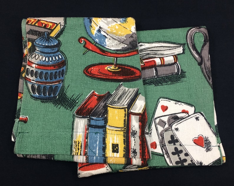 Novelty Cards and Drinks Bark Cloth Fabric Cotton Pillow Craft Design Reference Material