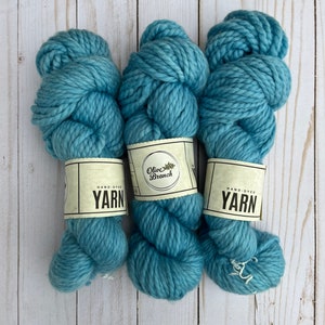 Hand Dyed Yarn blue bulky weight 100% Superwash Merino Wool As Long As You Love Me