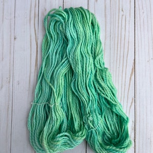 Hand Dyed Yarn green yellow bulky weight 100% Superwash Merino Wool Crush