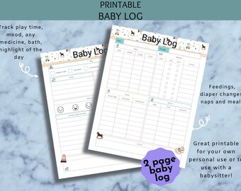 Baby Diary Printable Daily Baby Care Template - Etsy
