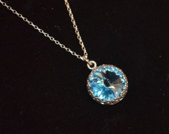 Necklace, Sterling Silver and Swarovski Crystal Necklace