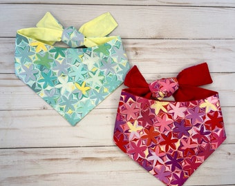 Aqua or Pink spring flowers Pawtastic Pet Bandana,  100% cotton. Snap on available if requested.  Optional matching scrunchie