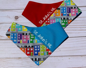 Jelly Bean Row Houses pet bandana with optional customization