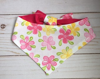 Pawtastic Spring Flower’s Pet Bandana with Pink Backing 100% cotton