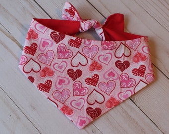 Pink Valentines Sparkle Pet Bandana with Red Backing