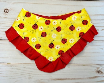 Fancy Ladybug with ruffle Pawtastic Pet Bandana,  100% cotton. Snap on available if requested.  Optional matching scrunchie