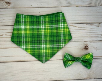 Pawtastic Green Sparkle Plaid St. Patrick's Day Bandana