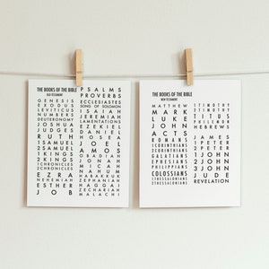 Books of the bible Old testament,and, Books of the bible new testament, Printables,typography,Christian wall art,