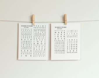 Books of the bible Old testament,and, Books of the bible new testament, Printables,typography,Christian wall art,