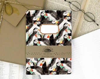 Improbability of Puffins Lined Journal - A5 - Recycled - 76 Lined Pages