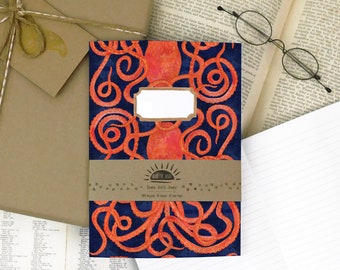 Octopoda Octopus Lined Journal - A5 - 76 Lined Pages - Recycled