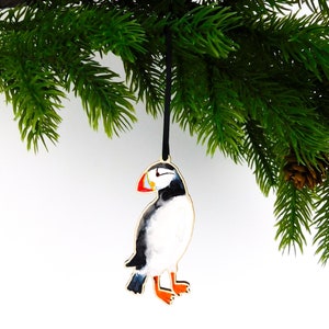Puffin Wooden Hanging Decoration - Eco Christmas Bauble