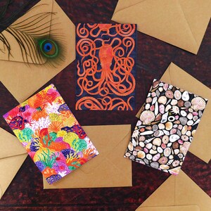 Oceanógrafo Saludos Tarjeta Pack - Conjunto de 3 tarjetas de felicitación de impresión submarina - A6 - En blanco en el interior