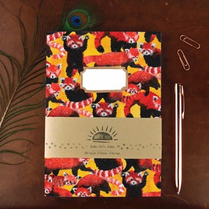 Pack of Red Pandas Print Notebook - Recycled - A5 - Plain Pages