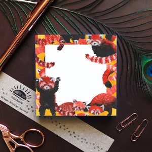 100 Page Tear Off Recycled Memo Pad - Pack of Red Pandas Print Notepad - Shopping & To-Do-List