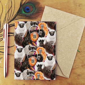 Troop of Tamarins Imprimer carte de vœux - A6 - Vierge à l’intérieur - Carte recyclée - Emballage sans plastique