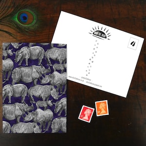 Cartão Postal Crash of Rhinos Print
