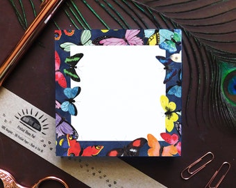 100 Page Tear Off Recycled Memo Pad - Lepidoptera Butterfly Print Notepad - Shopping & To-Do-List