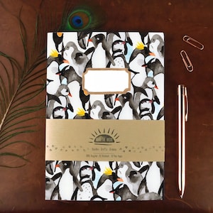 Waddle of Penguins Notebook - Recycled - A5 - Plain Pages