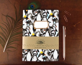Waddle of Penguins Notebook - Recycled - A5 - Plain Pages