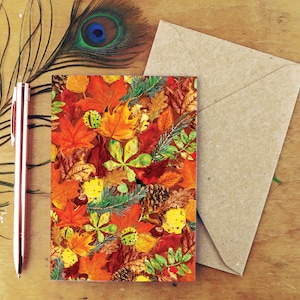 Autumna Fallen Leaves Print Wenskaart
