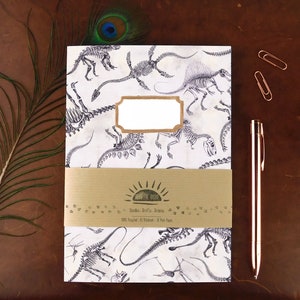 Mesozoic Dinosaur Print Notebook  - Recycled - A5 - Plain Pages