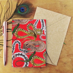 Cartão de felicitações Reptilia Print - A6 - Branco por dentro - Cartão reciclado - Embalagem sem plástico