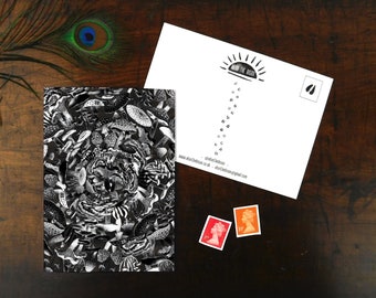 Postal con impresión de hongos