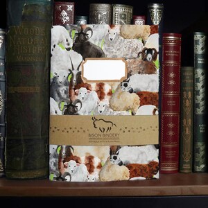 Flock of Sheep A5 Soft Cover Notebook with 36 Plain Pages - Made from Recycled Materials - Hand-painted Watercolour Design