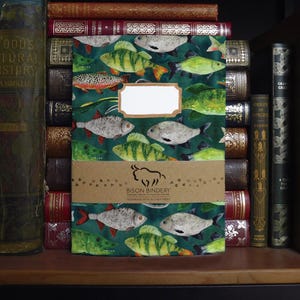 Flumens Freshwater Fish A5 Soft Cover Lined Journal - 76 Lined Pages - Made from Recycled Materials - Hand-painted Watercolour Design