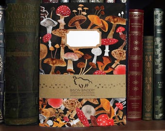Fungi A5 Soft Cover Notebook with 36 Plain Pages - Made from Recycled Materials - Hand-painted Watercolour Design