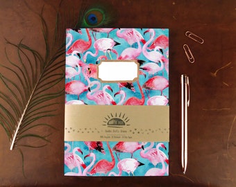 Flamboyance of Flamingos Print Notebook - Recycled - A5 - Plain Pages