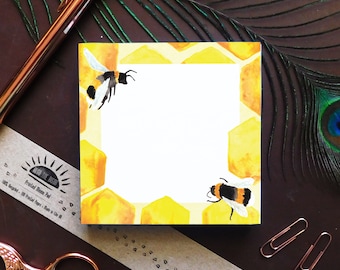 100 Page Tear Off Recycled Memo Pad - Mellifera Honeybee Print Notepad - Shopping & To-Do-List