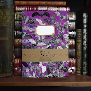 Chiroptera Bat A5 Soft Cover Lined Journal - 76 Lined Pages - Made with Recycled Materials - Hand drawn Bat Design