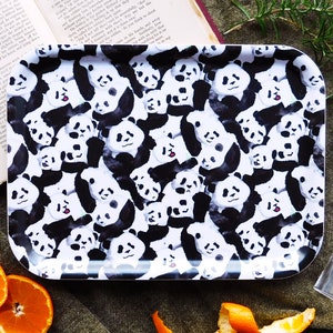 Embarrassment of Pandas Print Birch Wood Tray
