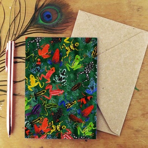 Dendrobatidae Dart Frog Print Carte de vœux - A6 - Vierge à l’intérieur - Carte recyclée - Emballage sans plastique