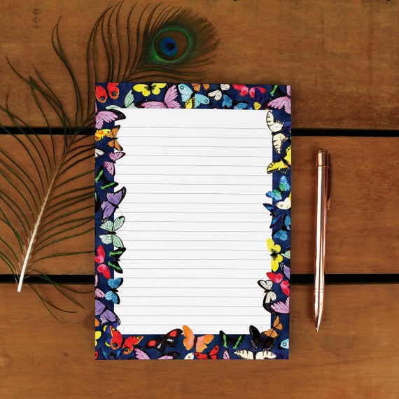 Eco-Friendly A5 Notepad - 50 Lined Recycled Pages - Lepidoptera Butterfly Print Notepad - Shopping & To-Do-List