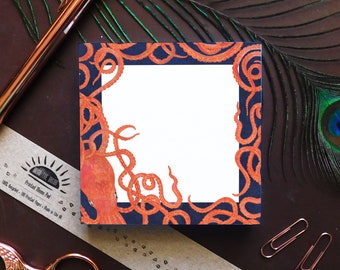 100 Page Tear Off Recycled Memo Pad - Octopoda Octopus Print Notepad - Shopping & To-Do-List