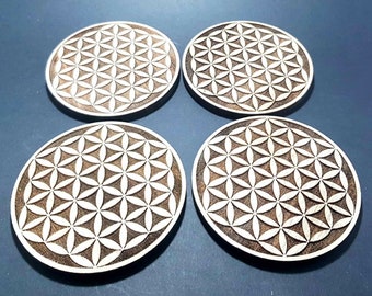 Flower of life in Walnut 10cm for crystals, orgonite, glass of water etc...